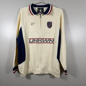 *NEW Unknown London Zip Polo Sweater Size Medium (FLAW)